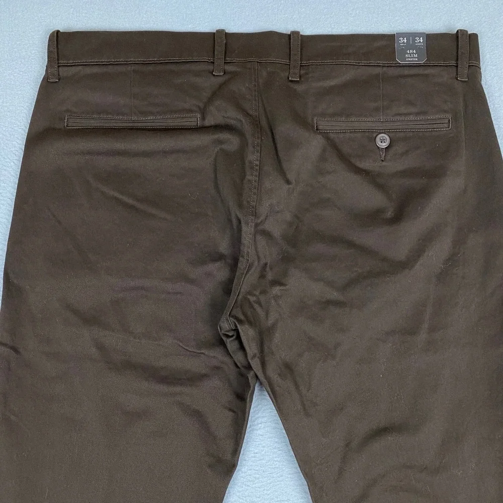 J.Crew 484 Slim Fit Stretch Chino Pants Mens 34x34 Brown